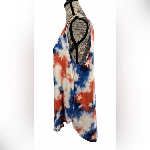 Cato Patriotic American Flag Tie-Dye Tank Top Star Print Large L - Picture 4 of 9